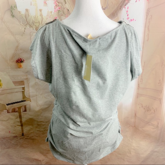 NEW Micheal Kors shoulder zipper rushed Blouse - Picture 7 of 11